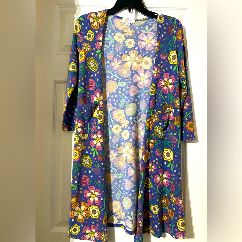 Lularoe Sariah Cardigan Duster Size 12 Floral Fruit Print